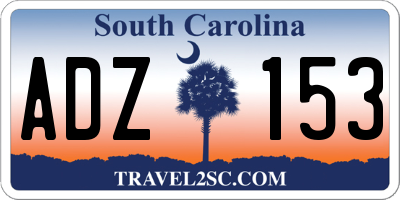 SC license plate ADZ153