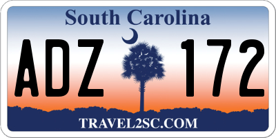 SC license plate ADZ172