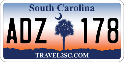 SC license plate ADZ178