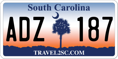 SC license plate ADZ187