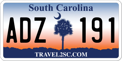 SC license plate ADZ191