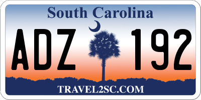 SC license plate ADZ192