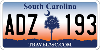 SC license plate ADZ193