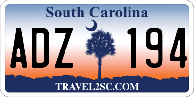 SC license plate ADZ194
