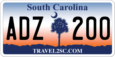 SC license plate ADZ200