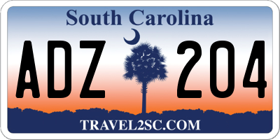 SC license plate ADZ204