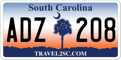 SC license plate ADZ208
