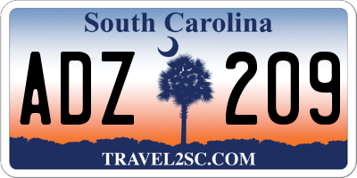 SC license plate ADZ209