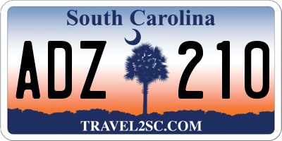 SC license plate ADZ210