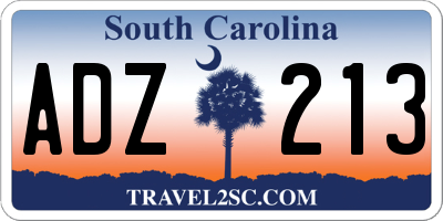 SC license plate ADZ213