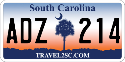 SC license plate ADZ214