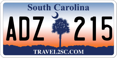 SC license plate ADZ215