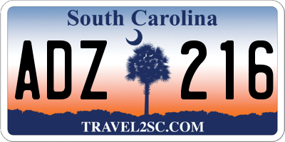 SC license plate ADZ216