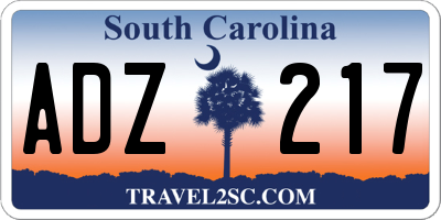SC license plate ADZ217