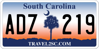 SC license plate ADZ219