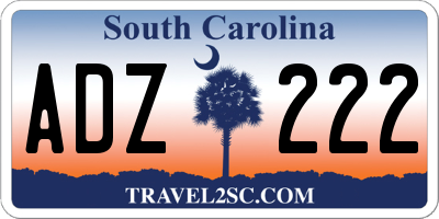 SC license plate ADZ222