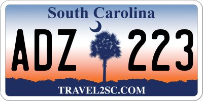SC license plate ADZ223