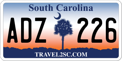 SC license plate ADZ226