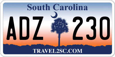 SC license plate ADZ230