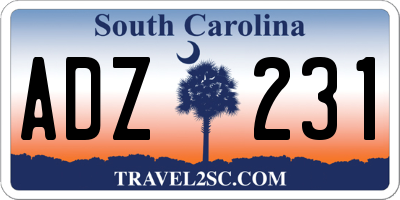 SC license plate ADZ231
