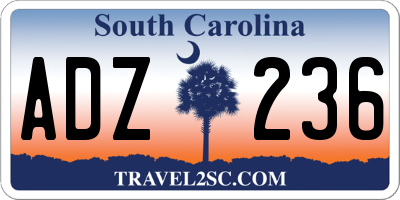 SC license plate ADZ236