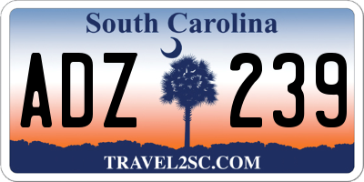 SC license plate ADZ239