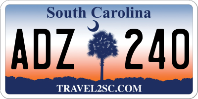 SC license plate ADZ240