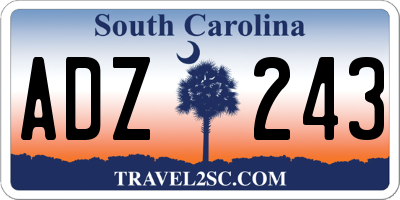 SC license plate ADZ243