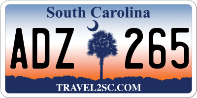 SC license plate ADZ265