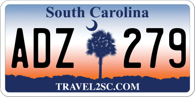 SC license plate ADZ279