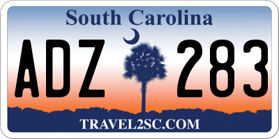 SC license plate ADZ283