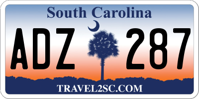 SC license plate ADZ287