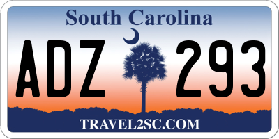 SC license plate ADZ293