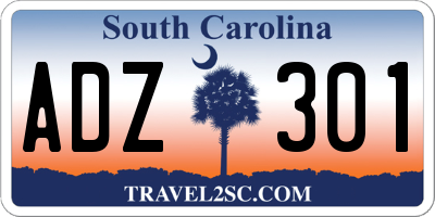 SC license plate ADZ301
