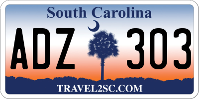 SC license plate ADZ303
