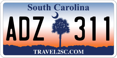 SC license plate ADZ311