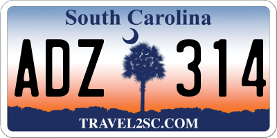 SC license plate ADZ314