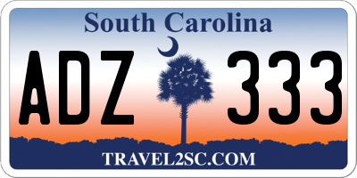 SC license plate ADZ333