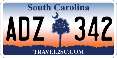 SC license plate ADZ342