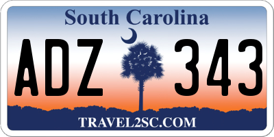 SC license plate ADZ343