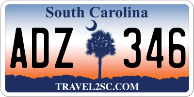 SC license plate ADZ346