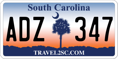 SC license plate ADZ347