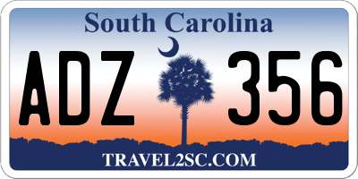 SC license plate ADZ356
