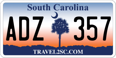 SC license plate ADZ357