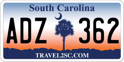 SC license plate ADZ362