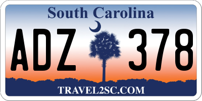 SC license plate ADZ378