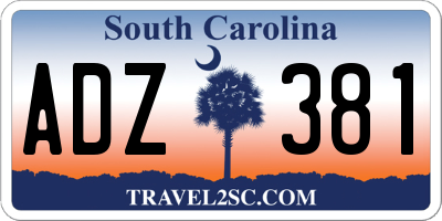 SC license plate ADZ381