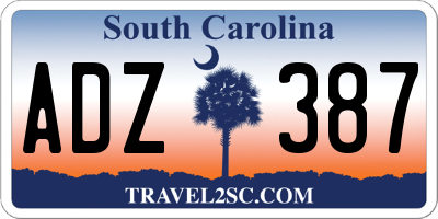 SC license plate ADZ387