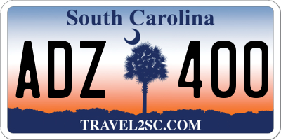 SC license plate ADZ400