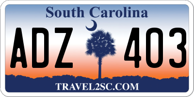 SC license plate ADZ403